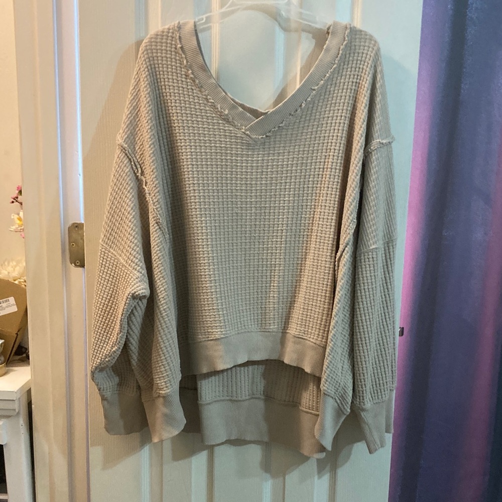 American Eagle Outfitters Cream Off-the-Shoulder Sweater